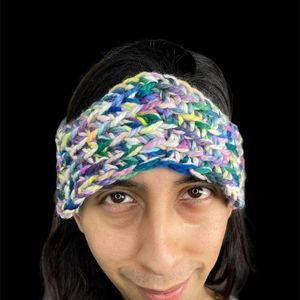 Crochet Anime Cosplay Headband Cottagecore Rainbow Crown Winter Ski Handmade